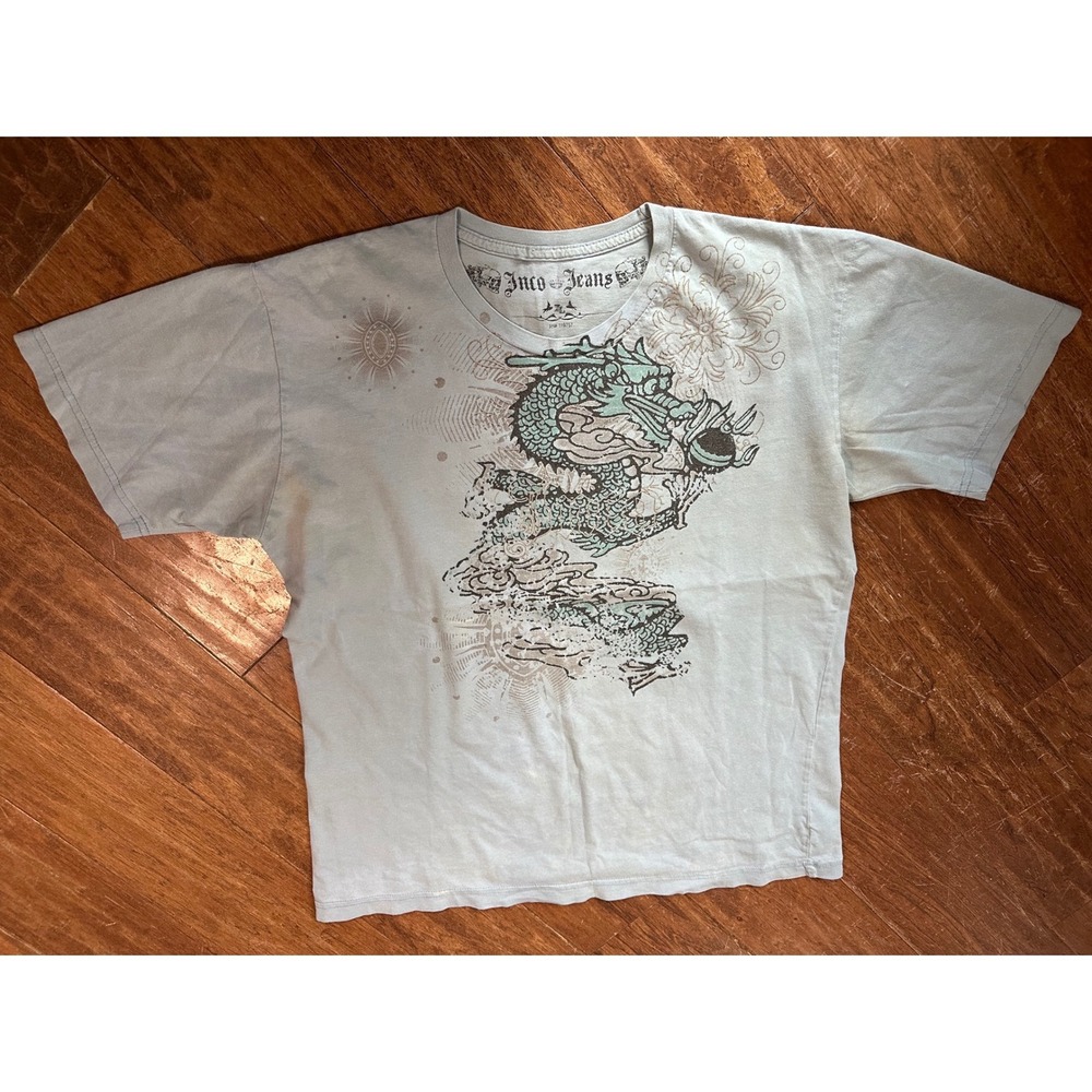 Vintage JNCO Jeans Mens XL‎ Dragon Graphic T-Shirt Blue Y2K Skater Made in USA